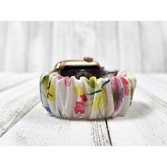 Spring Bird Scrunchies Watch Band for Apple Watch, Fitbit Sense, Versa 3 2 1 - Picture 2 of 6